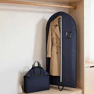 Travel Garment Bags For Hanging Clothes, Suit Bags For Closet Storage, Travel Essentials, Foldable With Pocket And Clear Window, Garment Covers With Zipper For Coats, Jackets, Shirts, Long Dresses, 40inch, 47inch, 63inch