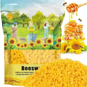 Yellow Beeswax Pellets- 430g (0.95lb) Beeswax Pellets Triple-Filtered  Bees Wax  Grade Bee Wax for DIY Candles  Care Lip Balm Soap