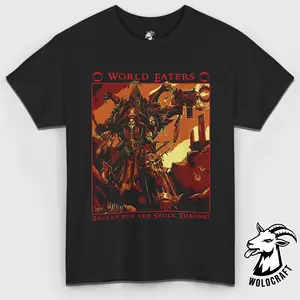 World Eaters T-Shirt Chaos Space Marines Throne Graphic Tee Khorne Berserkers Shirt Unisex Cotton Top for Sci-Fi Gamers & Collectors Grimdark Fan Apparel