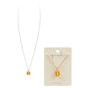Softball Shaped Faux Stone Print Short Necklace