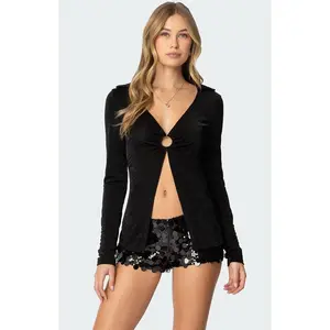 Edikted Women's Daria Split Front Long Sleeve Top