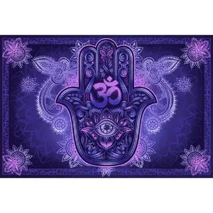 Sunshine Daydream Monotone Hamsa Tapestry 24"X36" Decorative Wall Hanging for Boho Home Decor
