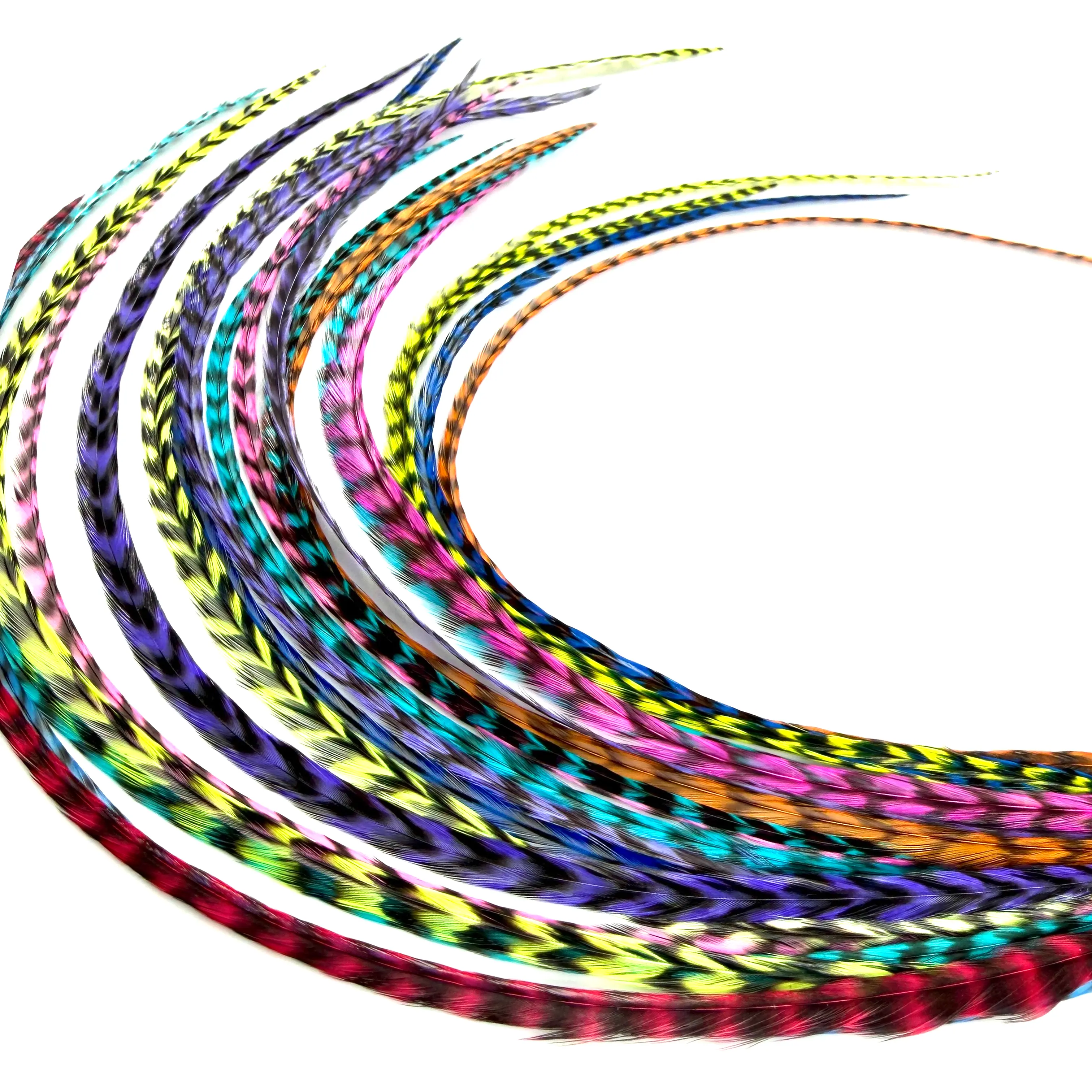 Real UV Reactive Rainbow Color Feather Hair Extensions Clip-In DIY Kit (21 Pc) | 8”-14” length | Boho Festival + Western Cowgirl Hair | Heat Safe, No Damage, Salon Quality