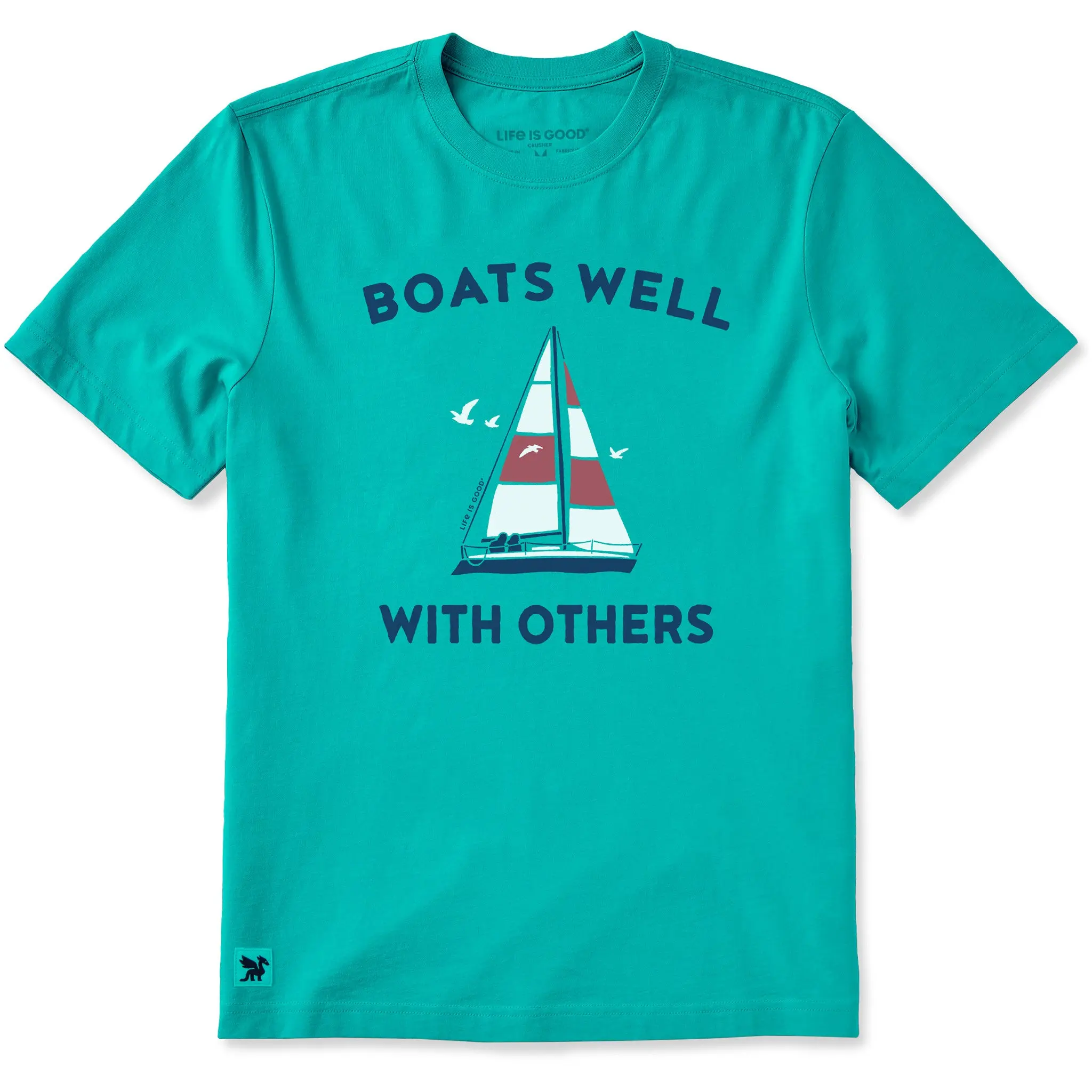 Men's Boats Well with Others Sail Boat Large Short Sleeve Crusher Tee