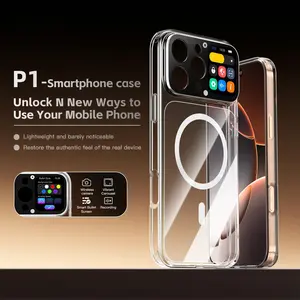 P1 Multifunctional Secondary Screen Phone Case for iPhone 16 Pro Max. Selfie Mode, Custom Scrolling Text, Voice Recording, Always-On Clock, Custom Wallpapers & Videos, Payment QR Code Display, Viral Smart LED Case