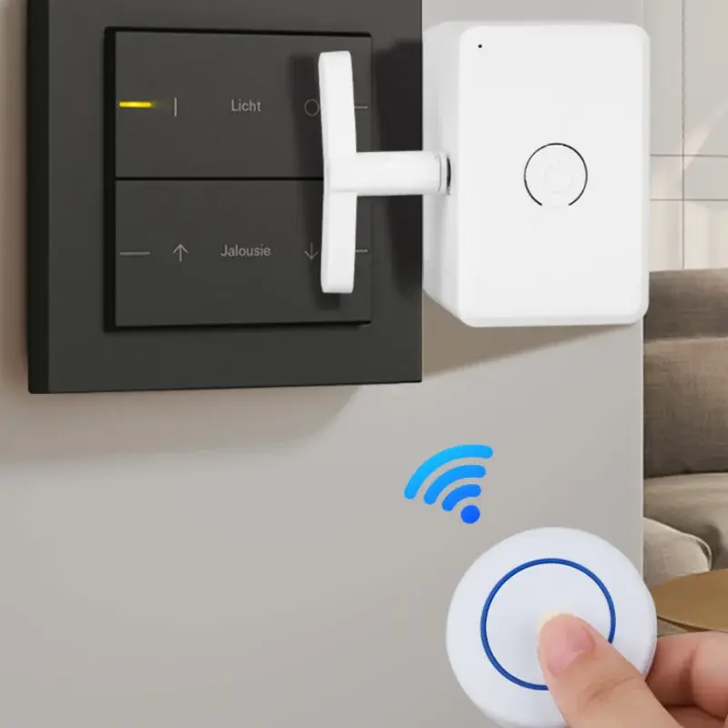 Wireless Remote Control Switch - Portable Auto ON/OFF Controller, No-Wiring Lazy Button Pusher for Lights & Tools (Wireless/Portable Remote Controls Compatible)