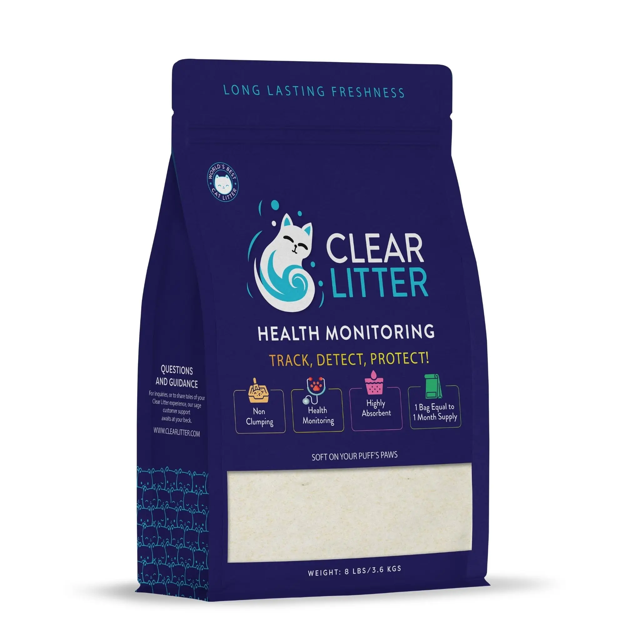 Clear Litter Health Monitoring Crystal Cat Litter 2-Pack — Color-Changing pH Indicator Crystals, Dust-Free Silica Gel, 2 x 8 lb Bags (16 lb Total)