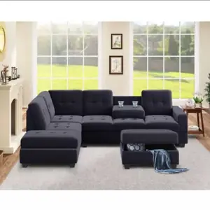 Modern Sectional Sofa W/ Reversible Chaise,L Shaped Couch Set W/ Storage Ottoman