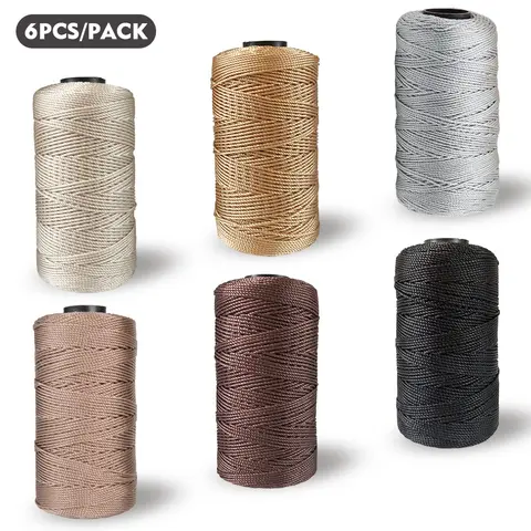 6pcs 100% Polyester Ice Silk Thread, 3 Strand Synthetic Sparkle Line, Handmade Bag DIY Crochet Summer Hats Shoes Seat Cushions Braided, Braided Cord