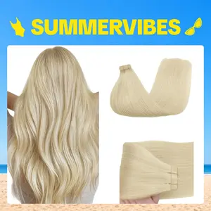 GOO GOO Tape in Hair Extensions Human Hair Extensions Natural Straight, 20PCS/Pack, 14-24inch 50G Seamless Tape in, Invisible Tape in Hair Extensions Silky Remy Human Hair#Summervibes