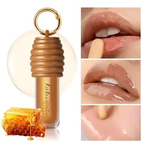 Brazilian Honey Lip Gloss, Shiny Glossy Moisturizing Lip Color with Keychain, Long-Lasting Hydrating Formula, Perfect Gift for Her, Lip Care