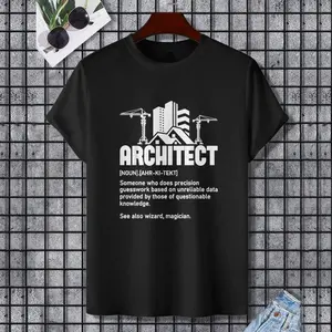 Architect - Architecture Artwork Design Building Planner T-Shirt, 100% Cotton, Single Side Printed, Black Short Sleeve T-shirt, Gift for Family Friends, S-XXXL, 1 pc, Fabric Weight 180g