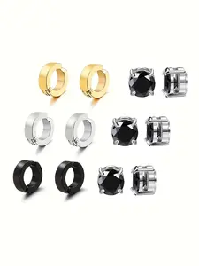 Fashion Casual Stainless Steel Zircon Magnetic Earrings, No Piercing Required, Comfort Fit, Unisex, Easy Wear, Durable, Versatile Earrings
