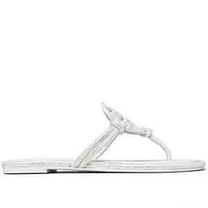 Women's Miller crystal-embellished flip flops,crystal embellished sandals,Rhinestone Herringbone Slide Sandals