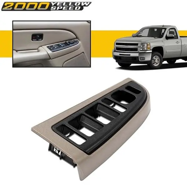 Gray Driver Window Switch Trim Bezel, Truck Interior Accessories, Fit For 2003-2007 Silverado Sierra, Part Number 89045129 Replacement