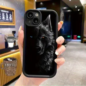 The New Creative Wolf Head Design Is Suitable for TPU Case for iPhone 17 Pro Max 16 16e 15 14 Plus 13 12 Mini 11 Air X XS Straight Edge Drop-Resistant Rugged Durable Cover Shell Gift 2D printing
