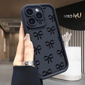 Black Bow Phone case iPhone 17 Air 16 16e 15 14 13 12 11 Pro Max Plus X XS for Shockproof Silicone TPU Bumper Drop Protection Soft Cover