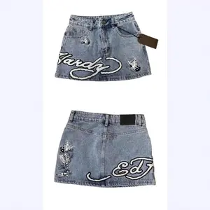 Trendy Women Gothic Denim Short Skirt Y2K Retro Bodycon Mini Skirt