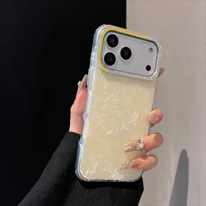 Luxury Rhinestone Shell Acrylic Case | Full Coverage Shockproof | 6 Colors (Fits iPhone 17 16 15 14 13 Pro Max)