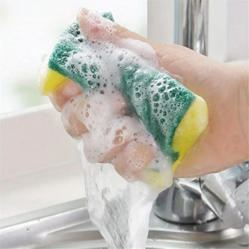 1pcs Double-sided Cleaning Dishwashing Sponge Household Scouring Pad Scrubbing Pad Kitchen Wipe Dish Cleaning Brush Sponges, For Restaurant/Commercial