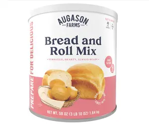 Augason Farms Bread and Roll Mix Can Emergency Food Supply 48 Servings 10 Year Shelf Life Makes 6 Loaves or 72 Rolls Ready to Eat