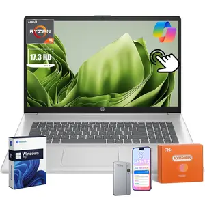 HP Flagship 17 inch Touchscreen Laptop, 8/16/32GB RAM, 256GB/512GB/1TB/2TB SSD, AMD Ryzen 5 7430U(6 Core), 17.3” HD+ Touch Display, Windows 11 Pro, Copilot AI, Wi-Fi 6, Bluetooth 5.4, HD Cam, Accessories