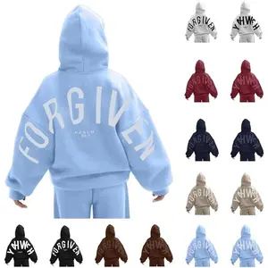 Forgiven Hoodie Men Women Letter Graphic Print Hoodies Oversized Pullover Sweatshirts Fashion Streetwear with Pockets