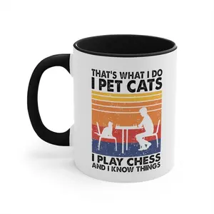 Cat and Chess Lover Mug | Funny Coffee Cup Gift.