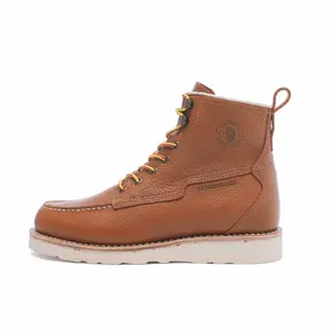 ROCKROOSTER Trinidad 6" Wedge Boots for Men, Soft Moc Toe Lightweight Brown Heritage Work Boots VAP2306