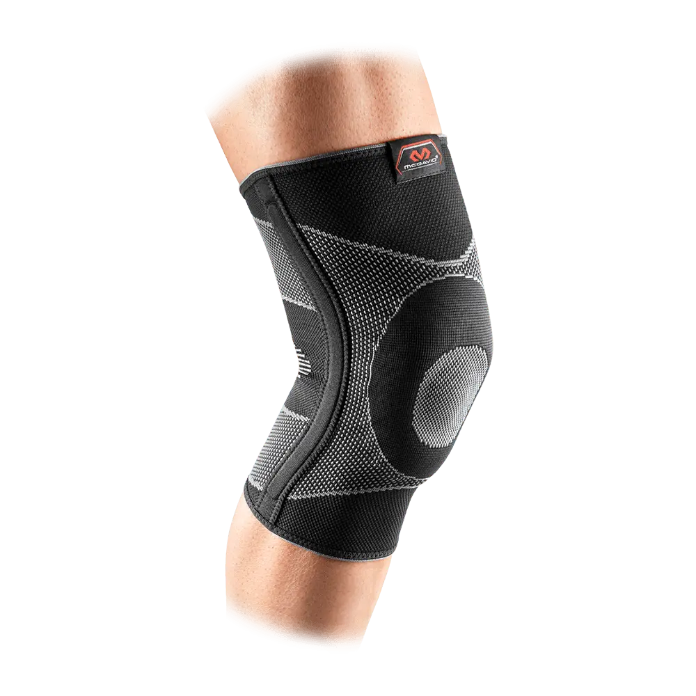 MCDAVID 4-Way Elastic Knee Sleeve with Gel Buttress & Steel Stays for Enhanced Fit and Increased Compression, Neoprene Allergy Friendly, Lateral Movement Support, Individuals With Neoprene Allergies, Allergen-Safe, Snug Wrap, Supportive Gel, Moderate Supp