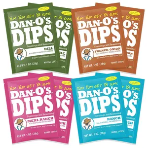 Dan-O’s Dips Variety Pack (8 Pack) – Ranch, Mexi-Ranch, French Onion & Dill Dip Mixes – All-Natural Seasoning Packets – Just Add Sour Cream or Greek Yogurt – No Artificial Ingredients