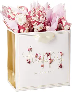 Hallmark Signature 7-in Medium Birthday Gift Bag, Including Pink Flower Design Tissue Paper – Office Stationery & Gift Wrapping Supply