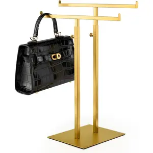Purse Display Stand  Towers, Double T-Shaped Tabletop Stainless Steel Hook Hanging Adjustable Height Handbag Holder for Organizer Luxury Bags Necklaces Home Store Boutique Retail Closet