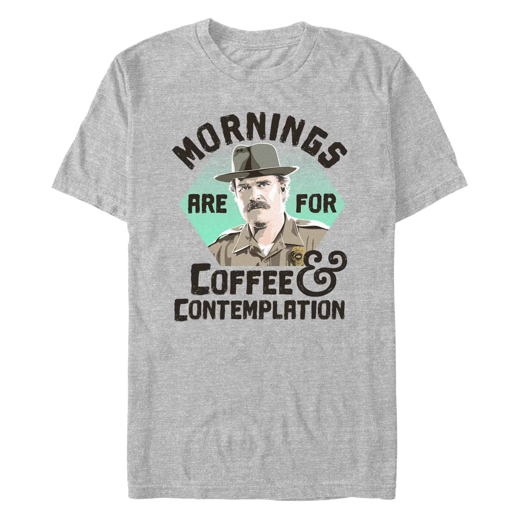 Men's Stranger Things Hopper Coffee Contemplation T-Shirt