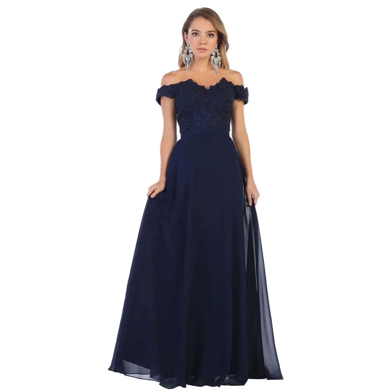 Navy Bridesmaid Dresses in Satin and Plus Size Gowns by MQ1601