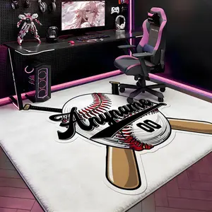 B - Baseball Stadium Floor Mat Gaming Room Soft Flannel Floor Rug Non-Slip Absorbent Doormat for Esports Setup, Bedroom, Entrance, Gamer Home Decor, Anti-Skid Washable Mat, Multiple Sizes Available