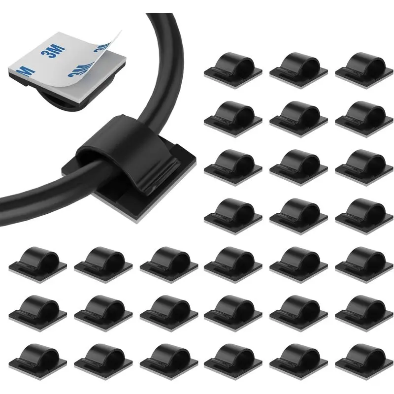30 Pieces Cable Clips Wire Clips Cable Wire Management Wire Cable Holder Clamps Cable Tie Holder for Car, Office and Home