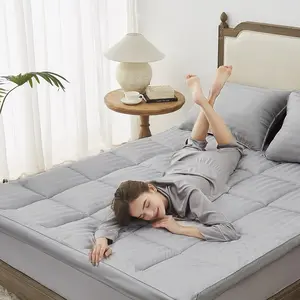 TopTopper Mattress Topper Queen, Extra Thick Cooling Mattress Pad Cover for Back Pain, Breathable Mattress with 8-21" Deep Pocket, 5D Snow Down Alternative Overfilled Plush Pillow 60"x80" Light Grey