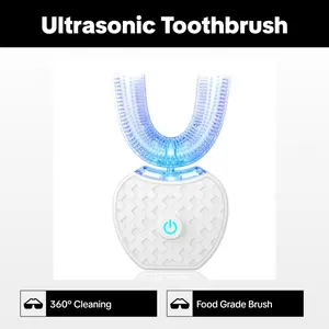 Automatic Electric Toothbrush for Adults, 360 Degree Ultrasonic Electric Toothbrush, Food Graded Silicone Electric Travel U Shape Toothbrush,White