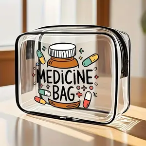Large Capacity Zipper Storage Bag, Durable PVC Waterproof Fade-Resistant, Fun Print Easy Clean Lightweight, Travel Toiletry Bag, Daily Essentials Organizer
