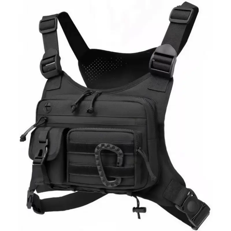 Tactical Look Chest Rig for All Seasons, Unisex Adjustable Multifunctional Vest with Multiple Pockets for Cycling & Outdoor Sports