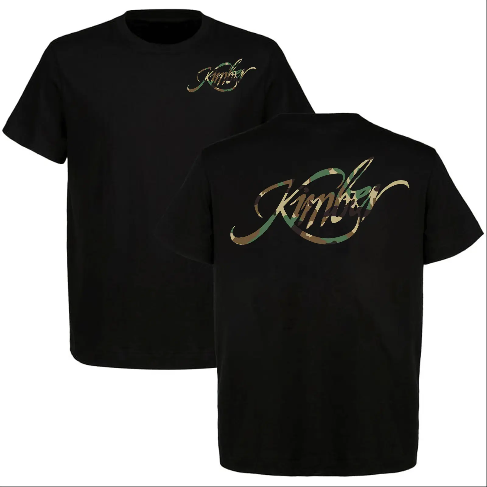 Kimber Camo Logo T-Shirt Premium Gun Graphic Tee 2A Patriotic Veteran Gift Tactical Streetwear USA Unisex Black Shirt