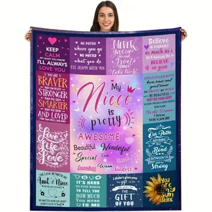 [1Pc Soft Flannel Blanket] 1Pc Warm And Cozy Soft Flannel Blanket |   For Sofa Bed Sofa, To My Best Sister Blanket