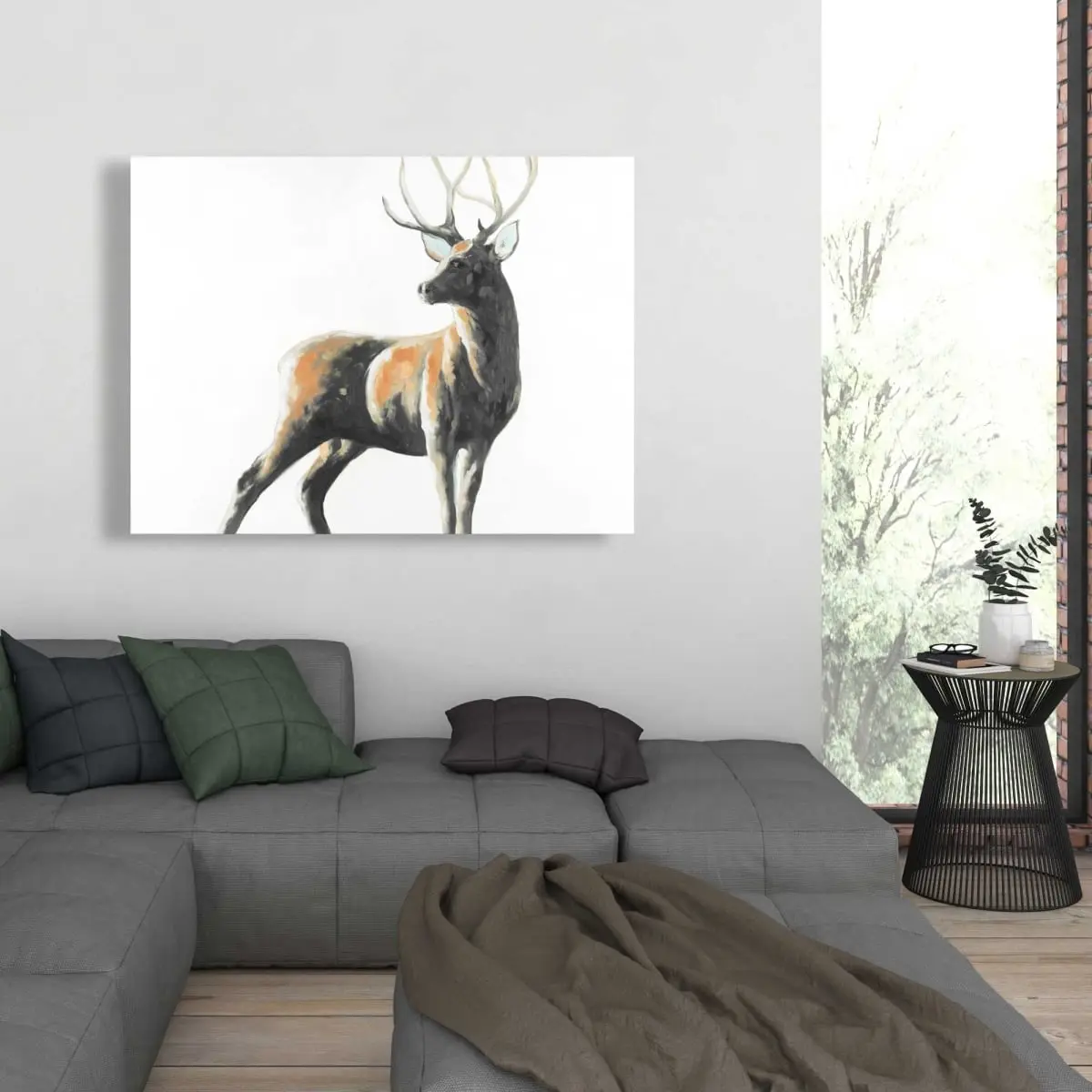 Begin Home Decor C1RC3648OCZLW6 36 x 48 in. Abstract Deer - Brown Rustic Canvas for Home Decor - Art