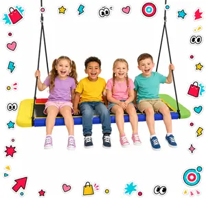 SkyBound 60'' Rectangle Platform Tree Swing: Giant Flying Design for Kids & Adults, Adjustable Hanging Strap, Waterproof Tear-Resistant UV-Protected Textilene Fabric, Backyard Garden Set