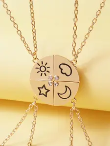 "Sun, Moon, Stars, and Clouds" 4-Piece Matching Necklace Set | Magnetic Puzzle Friendship Necklaces | Minimalist Necklace | Best Friend & Sister Jewelry | The Perfect Birthday Gift for Your Closest Friends | Custom-Personalized 4-Person Puzzle Gift