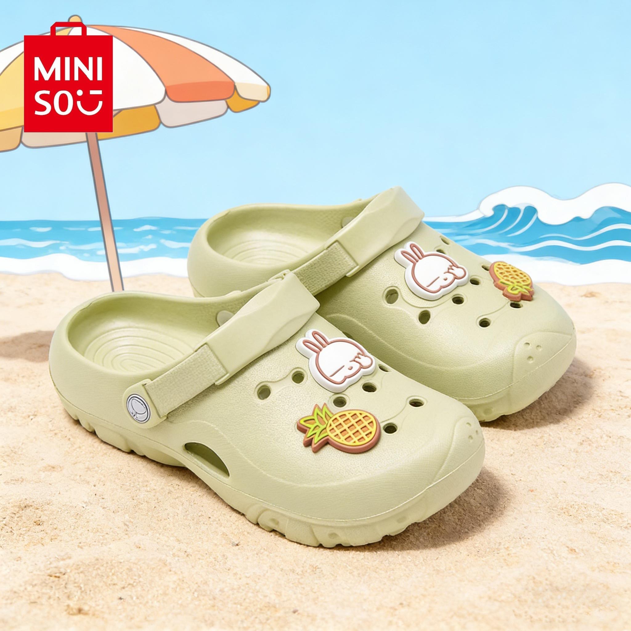 MINISO x Mashimaro Fashion Clogs Breathable Sandals for Home & Beach Summer Essential Cool Comfortable Footwear Slipper Flipflop for Girl Walking Shoes