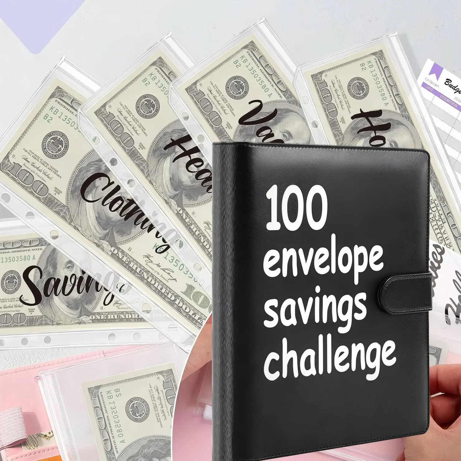 100 Envelopes Money Saving Binder Savings Challenge Book Easy and Fun Way to Save $5,050