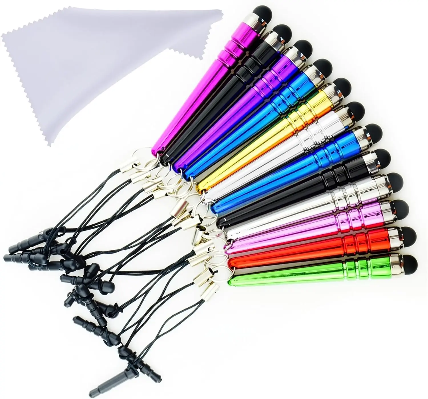 Stylus Pen Bundle 12 Pack/Short Stylus Pens with 3.5mm Jack Connector - Compatible with  Capacitive Touchscreen Devices - for iPad, ,  Phones, Tablets, Android Tablets and More
