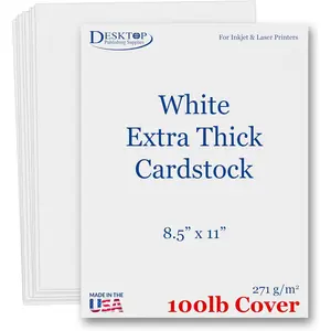 Extra Thick Cardstock - 100lb Cover (270gsm) - Blank White 8.5 x 11 - Heavyweight Printer Paper for Inkjet/Laser - 50 Sheets Pack